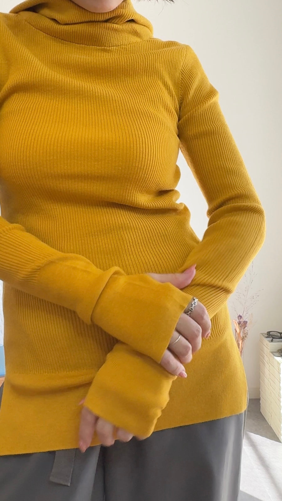 ウール混 定番リブフーディKNIT /A26517