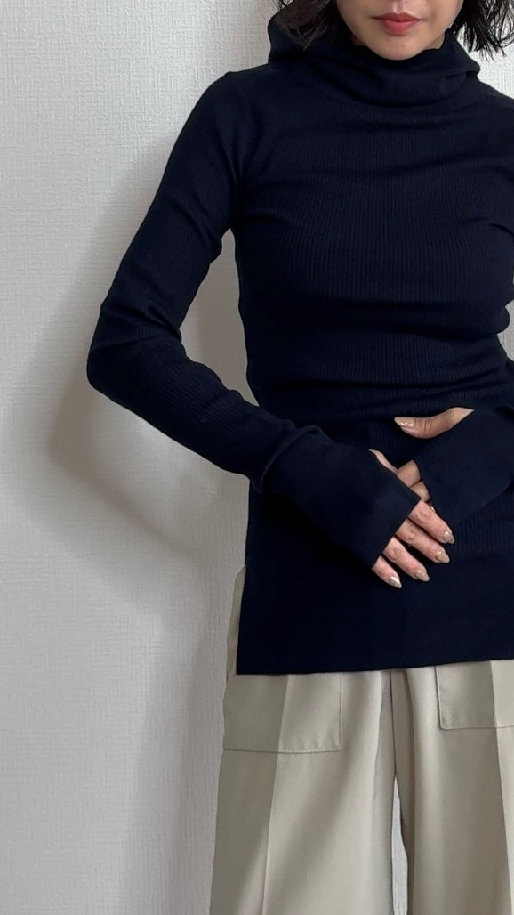 ウール混 定番リブフーディKNIT /A26517