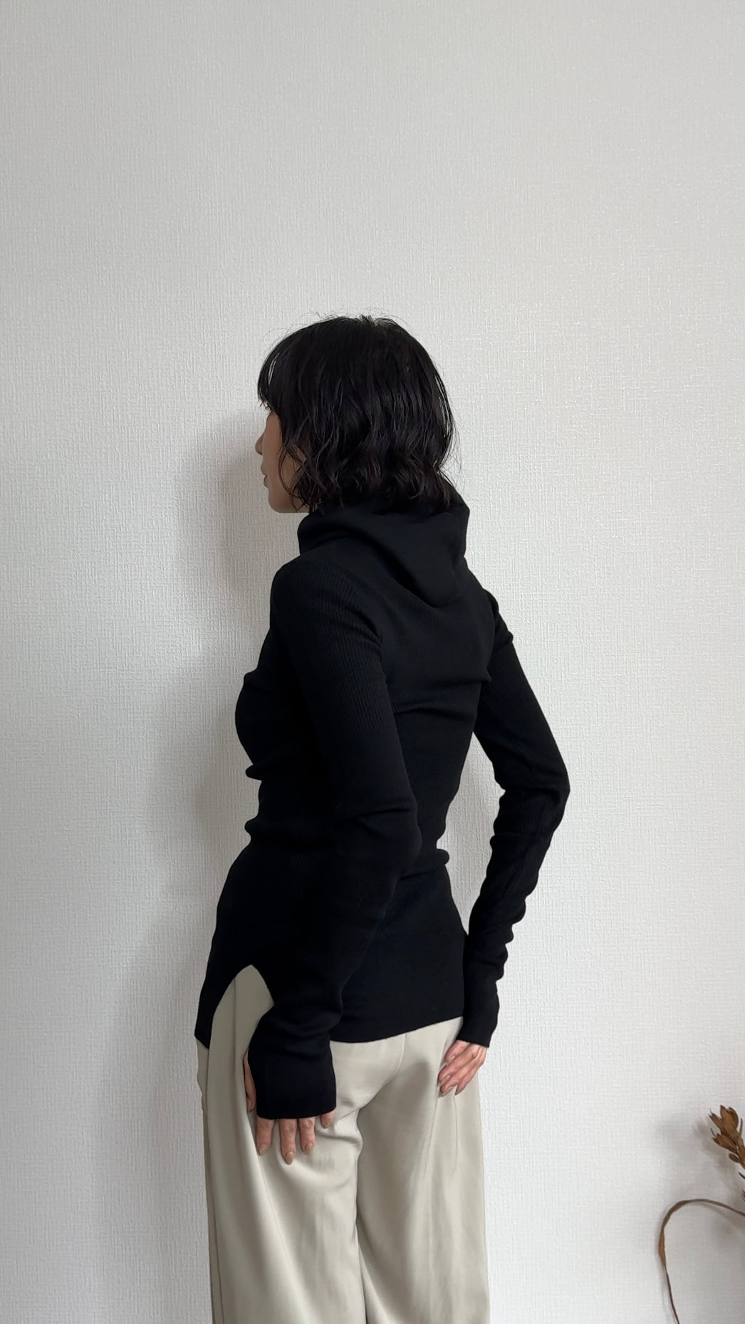 ウール混 定番リブフーディKNIT /A26517