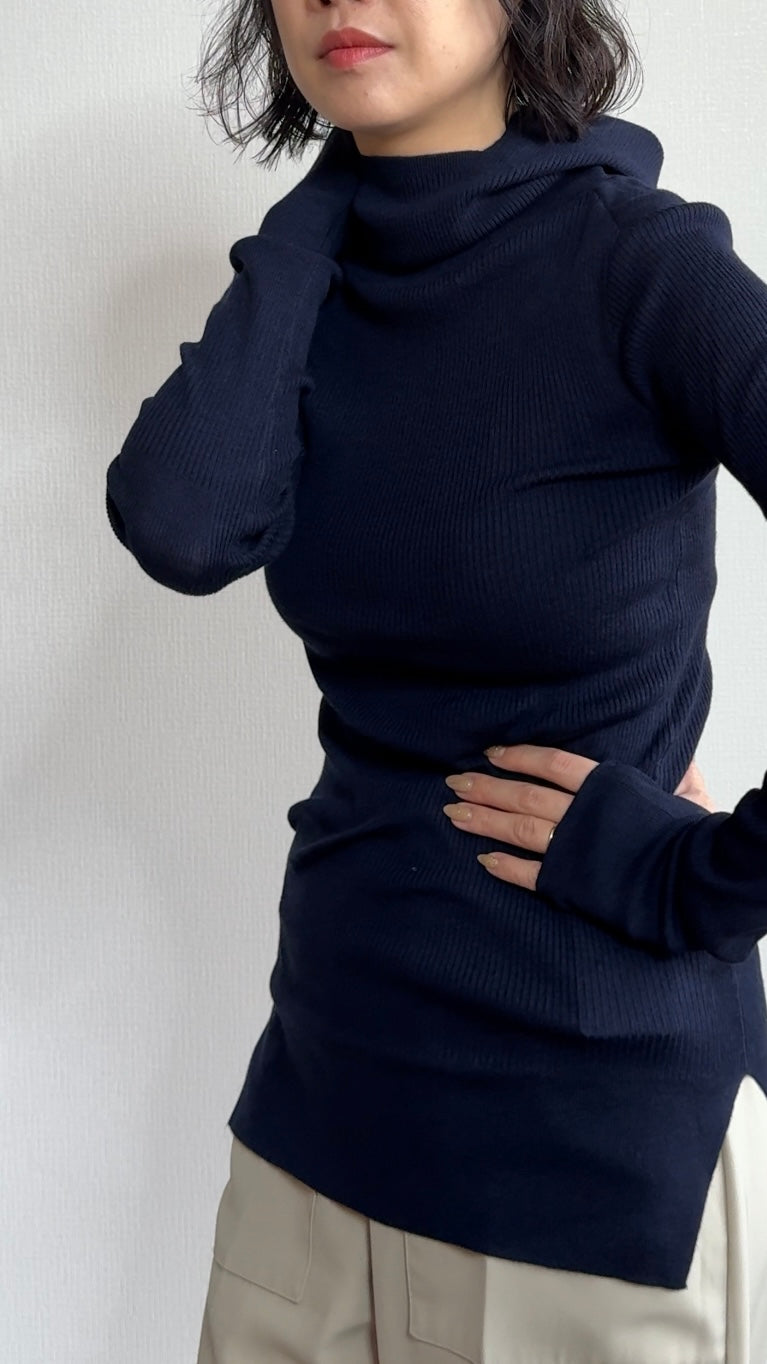 ウール混 定番リブフーディKNIT /A26517