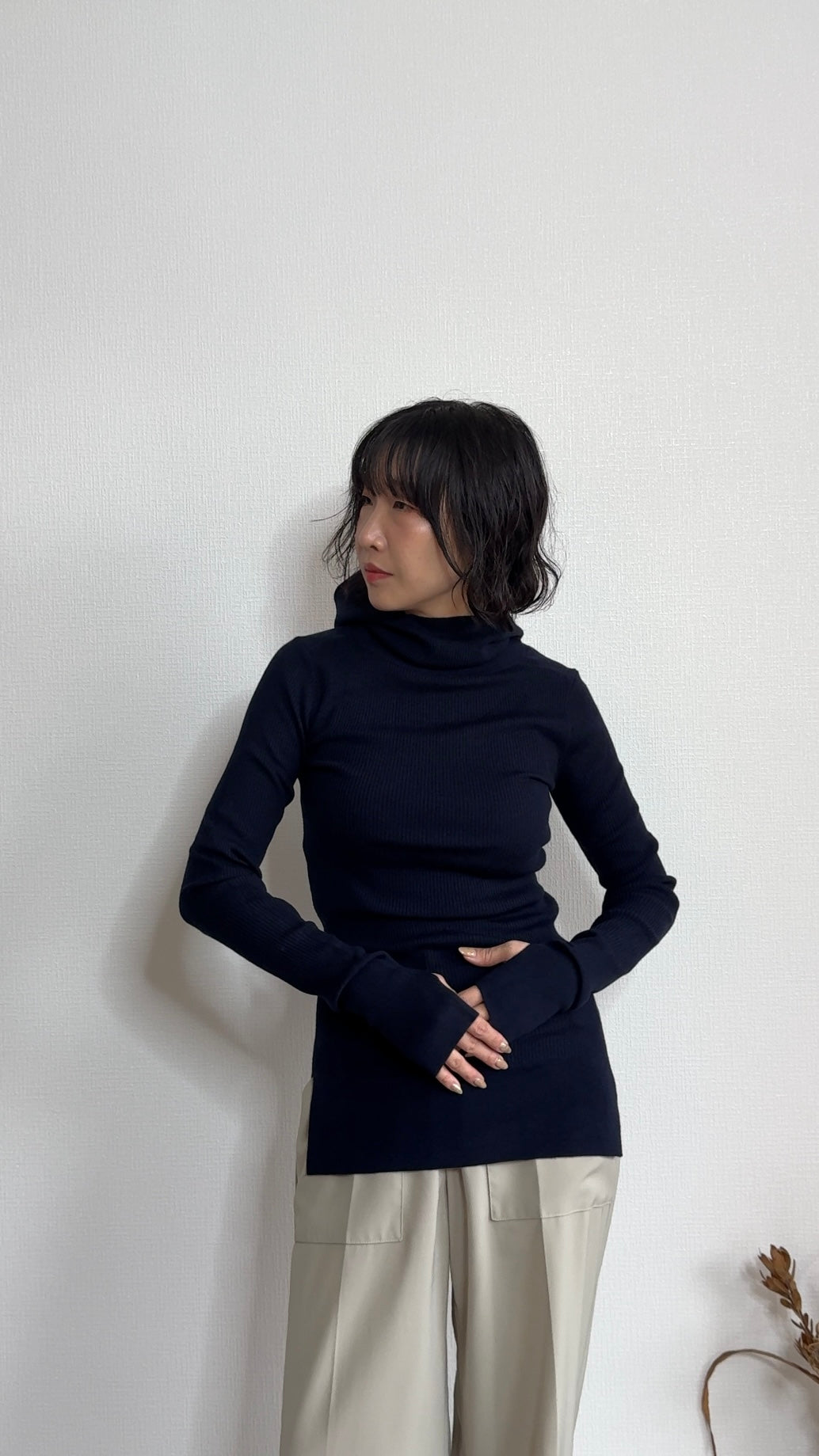 ウール混 定番リブフーディKNIT /A26517