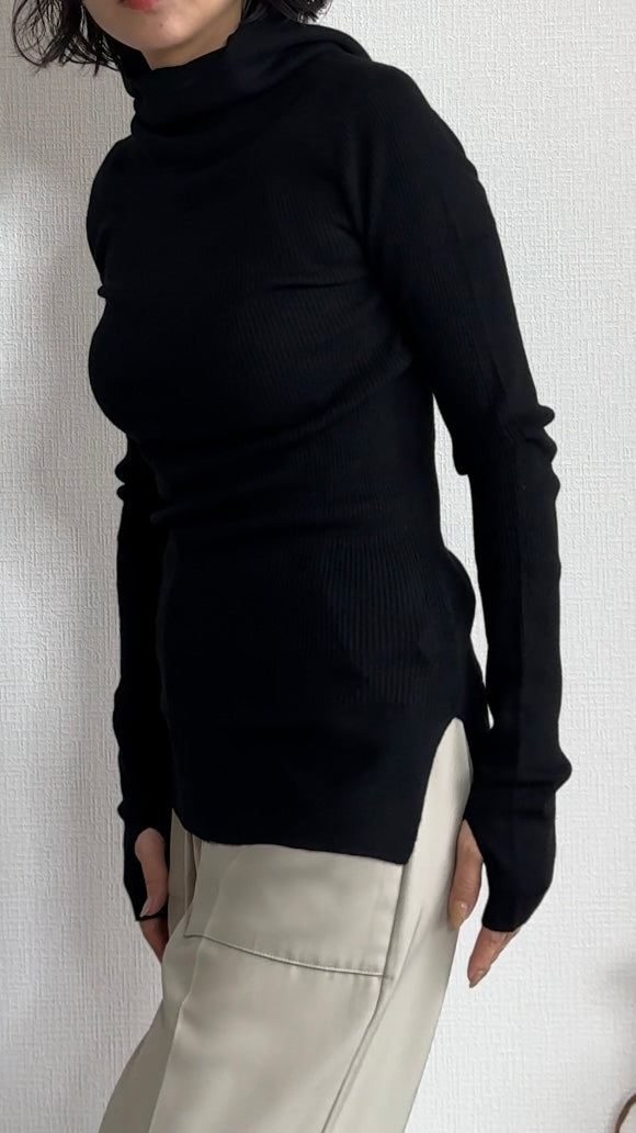 ウール混 定番リブフーディKNIT /A26517