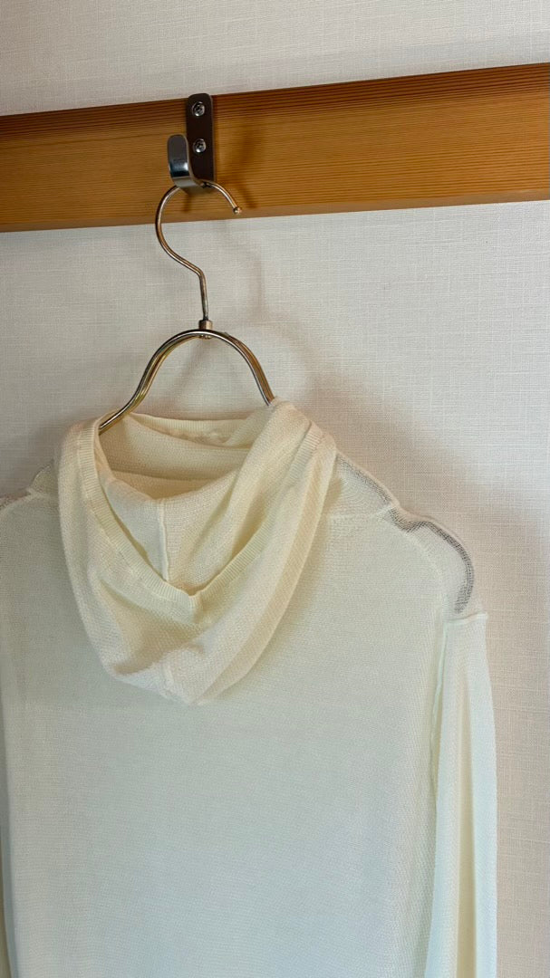インド超長綿 鹿子編みフーディTOPS/A32527