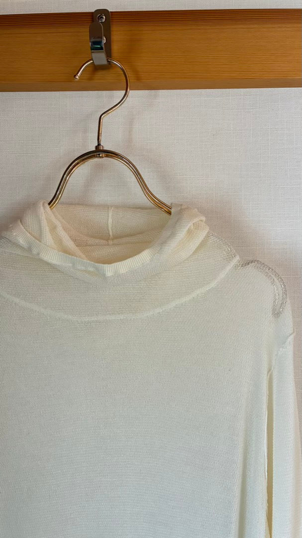 インド超長綿 鹿子編みフーディTOPS/A32527