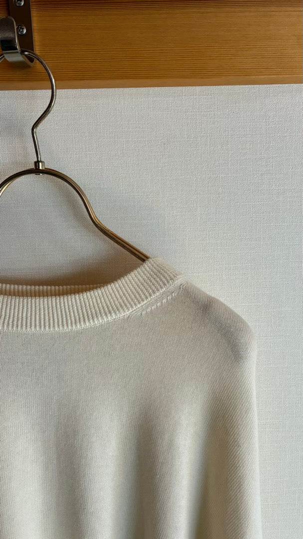 カシミヤ混 エルボーパッチクロップド丈TOPS/A32541