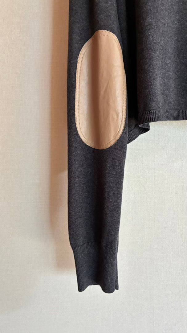 カシミヤ混 エルボーパッチクロップド丈TOPS/A32541