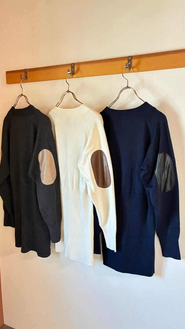 ※予約商品(10月初旬お届け予定) カシミヤ混 エルボーパッチカーディガン/A32539