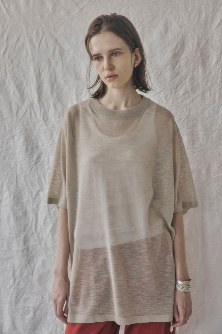 ANTHOM / アントム | 超⻑綿 スイスコットン メッシュニット | 38 | ベージュ | レディース ANTHOM / アントム | 超⻑綿 スイスコットン メッシュニット | 38