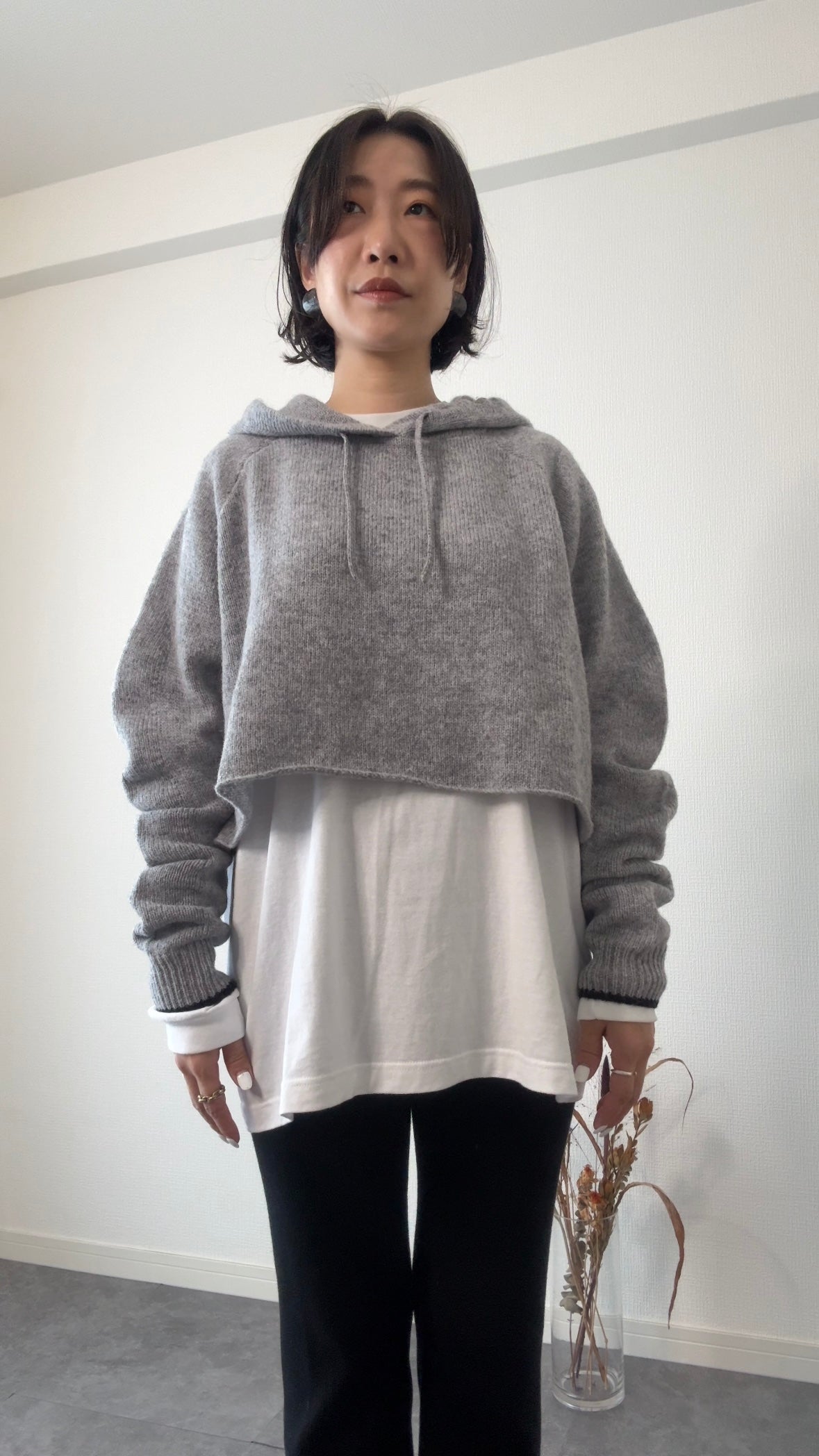 ウール　ドッキングフーディKNIT/A30522