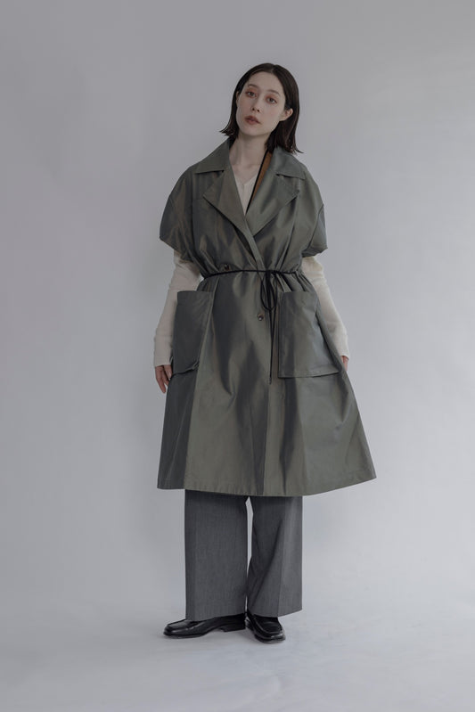 ※予約商品(8月下旬お届け予定)　コットン混 トレンチジレコート/A26506