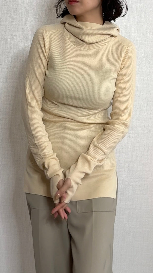 ウール混  リブフーディKNIT /A26517